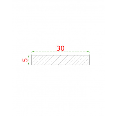 Nerezová tyč plochá 30x5mm, cena za 1ks(5m) brúsená nerez K320 /AISI304