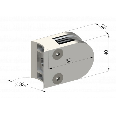 Svorka na trubku ø33.7mm, sklo 6-10.76mm, brúsená AISI304