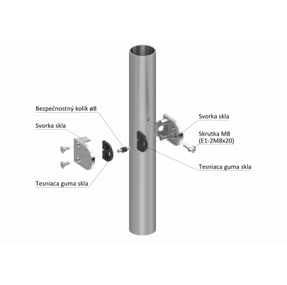 Svorka na trubku ø33.7mm, sklo 6-10.76mm, brúsená AISI304