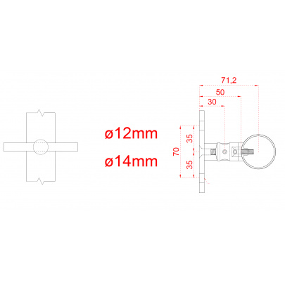 Nerezový stĺp, bočné kotvenie, 5-radový priechodný