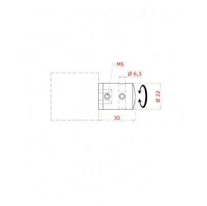 Držiak lanka ø 5mm so zaistením plochý (30x22 mm), brúsená nerez K320 /AISI304