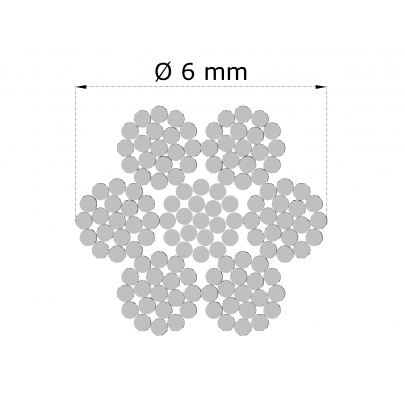 Nerezové lanko ø 6mm (7x19 dr.) /AISI316