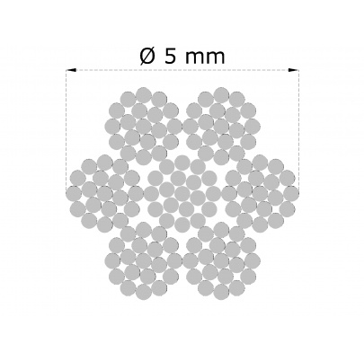 Nerezové lanko ø 5mm (7x19 dr.) /AISI316
