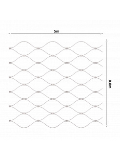 Nerezová lanková sieť, 0,8m x 5m (šxd), oko 50x50 mm, hrúbka lanka 2mm, AISI316, sieť nie je ukončená očkami na prevlečenie lanka