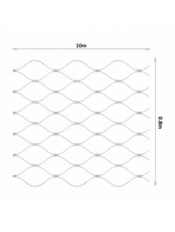 Nerezová lanková sieť, 0,8m x 10m (šxd), oko 50x50 mm, hrúbka lanka 2mm, AISI316, sieť nie je ukončená očkami na prevlečenie lanka