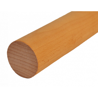 Drevený profil guľatý (ø 42mm /L:1000mm), materiál: buk, brúsený povrch bez náteru, balenie: PVC fólia
