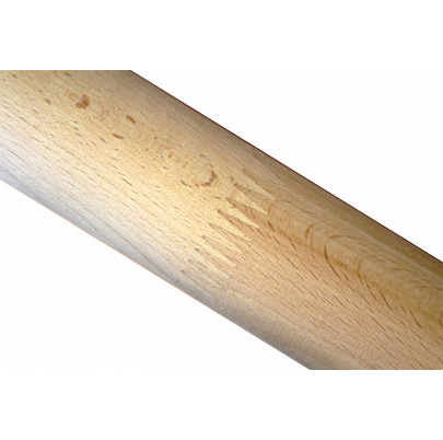 Drevený profil guľatý (ø 42mm /L:4000mm), materiál: buk - cink nadpájaný po 60cm, brúsený povrch bez náteru, balenie: PVC fólia