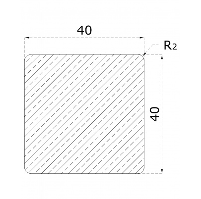 Drevený profil štvorcový (40x40mm /L:2500mm) materiál: buk, brúsený povrch, bez náteru, balenie: PVC fólia