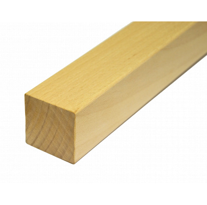 Drevený profil štvorcový (40x40mm /L:2500mm) materiál: buk, brúsený povrch, bez náteru, balenie: PVC fólia
