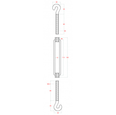 Šponovák so závitom M8 a LH8, nerez AISI304