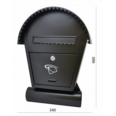 Schránka poštová 340x460x75mm, čierna matná, max. formát listu: B6, tunel na noviny ø70 mm
