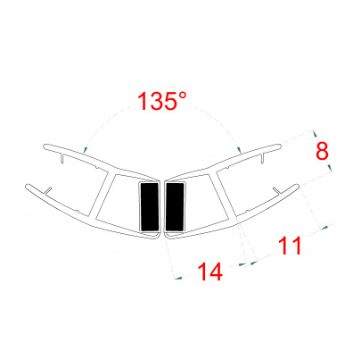 Plastové tesnenia magnetické, sklo 8mm, 135°, L-2200mm