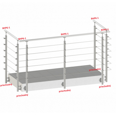 Nerezový stĺp, bočné kotvenie, 6-radový priechodný