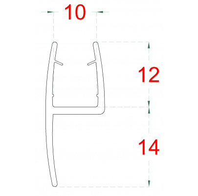 Plastové tesnenie na sklo 10mm, L-2200mm