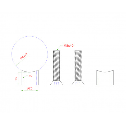 Prechod medzi stĺpom ø 42.4mm a kotviacou platňou, L:15mm