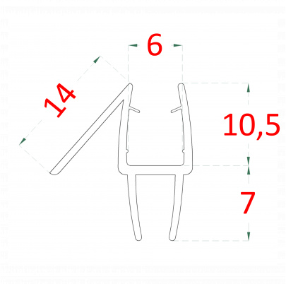 Plastové tesnenie na sklo 6mm, L-2200mm