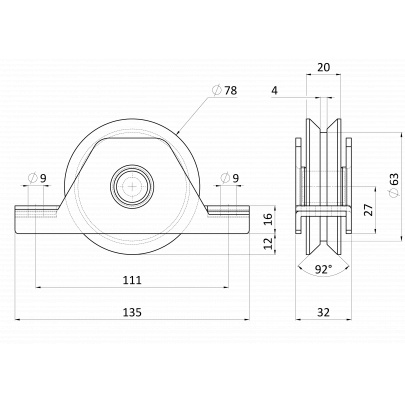 Vodiaca kladka ø78mm pre zapustenie do jokla, AISI304