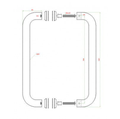 Madlo na dvere L-325mm, sklo 8-12mm, brúsená AISI304