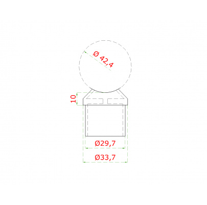 Držiak na trubku ø33.7mm pre madlo ø42.4mm, AISI304
