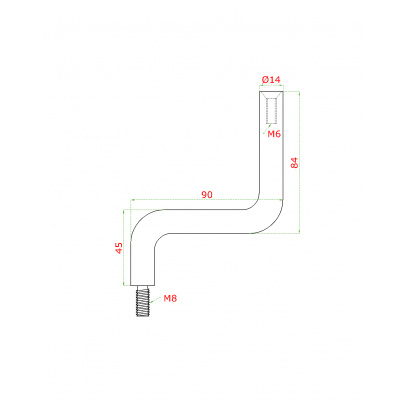 Čap mimo-osový, závit M8/M6, brúsená nerez AISI304