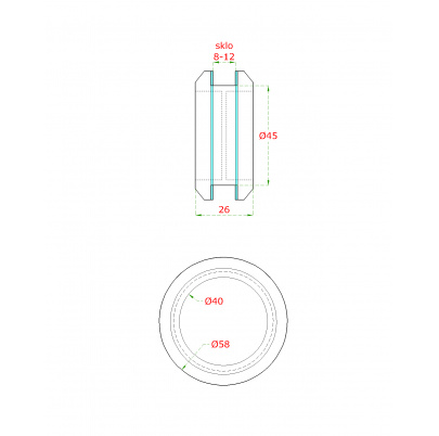 Madlo na dvere ø58mm, sklo 8-12mm, brúsená AISI304