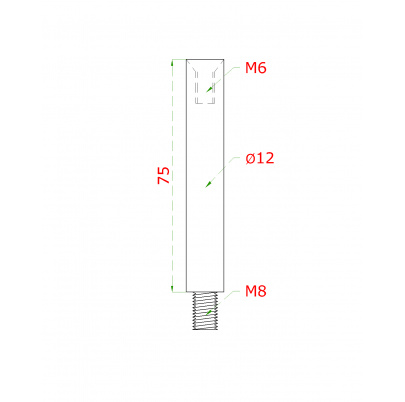 Čap ø12mm, L-75mm, leštená nerez AISI304