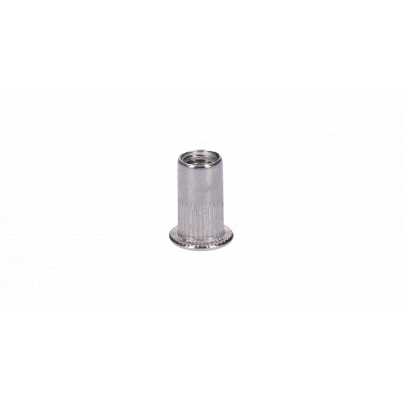 AISI304 nitovacia matica M5, plochá, rýhovaný driek, L-10mm