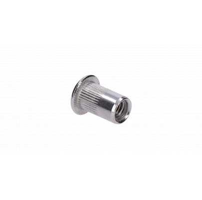 AISI304 nitovacia matica M6, plochá, rýhovaný driek, L-13mm