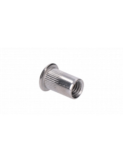 AISI304 nitovacia matica M8, plochá, rýhovaný driek, L-15.5mm