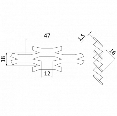 Ťahokov Fe, oko: 47x18mm, mostík: 8mm (1000x2000x1,5mm), orientácia oka: rozmer oka 47mm je rovnobežná s rozmerom tabule 1000mm