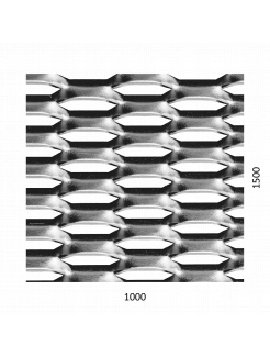 ťahokov Fe, kosoštvorcové oko: 44x12mm, mostík: 5mm (1000x1500x1.5mm), orientácia oka: rozmer oka 44mm je rovnobežná s rozmerom tabule 1000mm