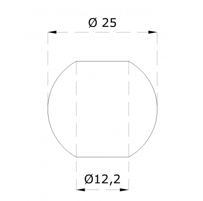 Guľa priechodná ø 25mm na trubku ø 12mm, otvor ø 12.2mm, brúsená nerez K320 /AISI304