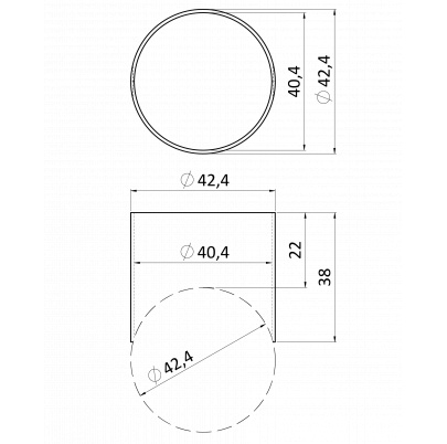 Spojka - trubka ø 42.4mm na trubku ø 42,4mm, brúsená nerez K320 /AISI304