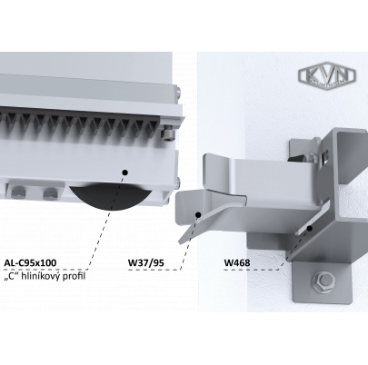 Doraz pre samonosnú bránu, pre AL profil 95x100x11mm