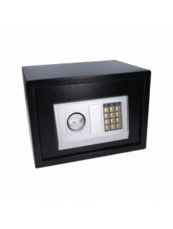 Nábytkový elektronický trezor (350x250x250mm), hrúbka: dverí 3mm, telo 1mm, vnútorné rozmery 245x185x245mm, farba: čierna