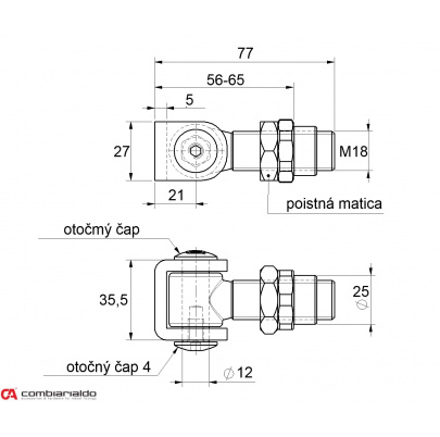 Combi Arialdo navárací záves M18, otvárateľný 90°, nastaviteľný 1D s kontramaticou, čiastočne pozinkovaný