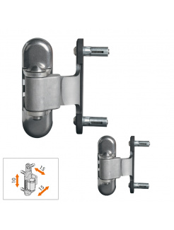 LOCINOX® 3DM 2ks záves pre brány do 150 kg, otvárateľný do 180° nastaviteľný 3D, nerezová oceľ