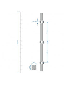 Tyč 2m opieskovaná, profil 14mm, rozteč 140mm, oko 14,5mm