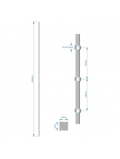 Tyč 2m opieskovaná, profil 12mm, rozteč 120mm, oko 12,5mm