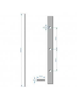 Tyč plochá 30x8mm, dierovaná, rozteč dier 125mm, diera ø 12mm, L=2000mm