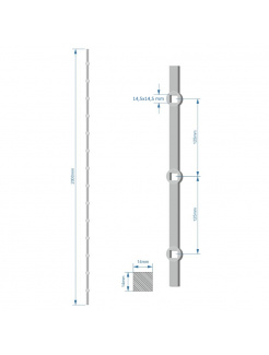 Tyč 2m opieskovaná, profil 14mm, rozteč 125mm, oko 14,5mm