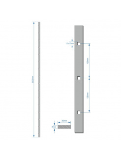 Tyč plochá 30x8mm s otvormi 12x12mm, 2000mm