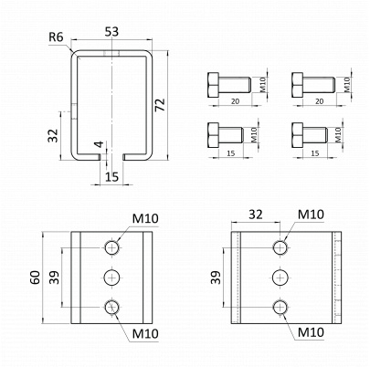 Spojka pre profil C920M závesného systému KVN gate systems