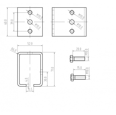 Spojka pre profil C920M závesného systému KVN gate systems