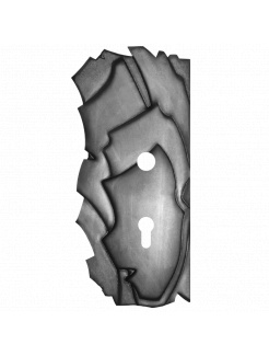 DOPREDAJ! Štít 295x136x2mm s otvormi, rozteč 90mm, otvor pre kľučku ø 20mm, zdobený, ľavý, pre zámok