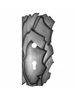 Štít 295x136x2mm s otvormi, rozteč 90mm, otvor pre kľučku ø 20mm, zdobený, pravý, pre zámok