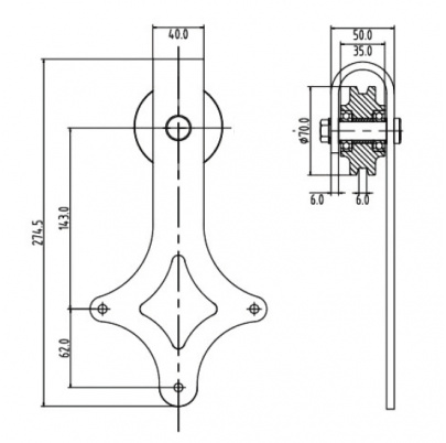 Systém pre závesne dvere, pozinkovaný, L 2000 mm, RAL 9005 matná čierna