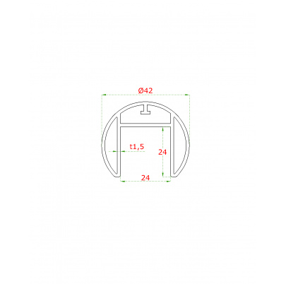 Madlo ø42.4mm, L-2500mm, pre sklo 8-17.5mm, bez úpravy