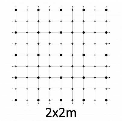 Montážna sada pre zelenú stenu - nerez, rozmer 2x2m. Set obsahuje: EB1-GW01 (25ks), PVC-LA4 (36ks), EB2-LA4 (45m), EB1-NX4 (56ks)