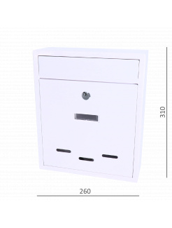 Schránka poštová (260x310x95mm, hrúbka 0.6mm), max. formát listu: A4, BIELA